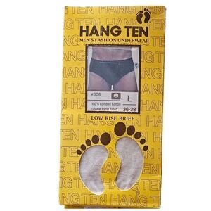 Hang Ten Mens Vintage Low Rise Briefs Off White100% Combed Cotton Large 36-38